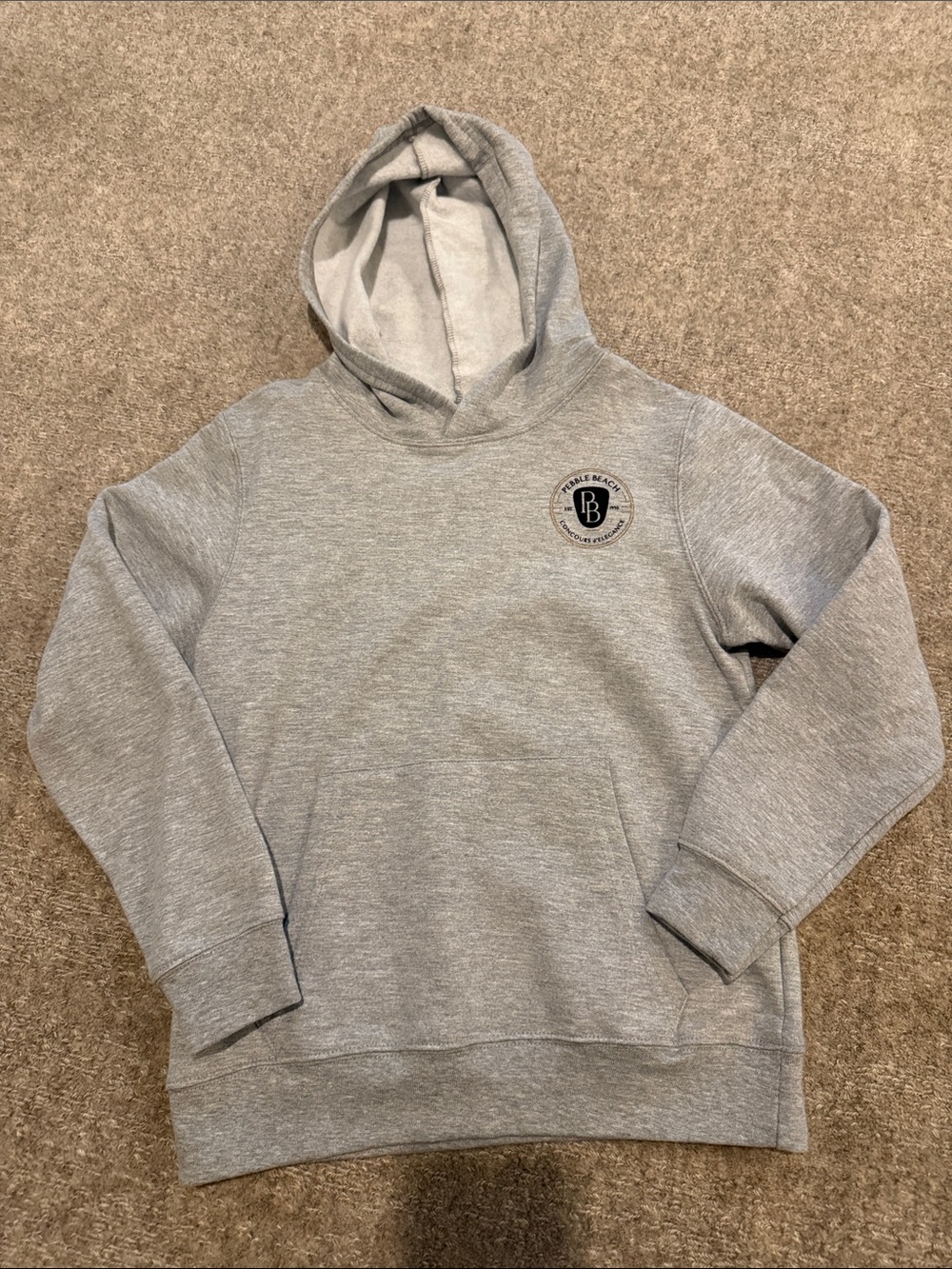 NWT Boys Pebble Beach Concours Kids Gray Hooded Sweatshirt SZ: 7-8